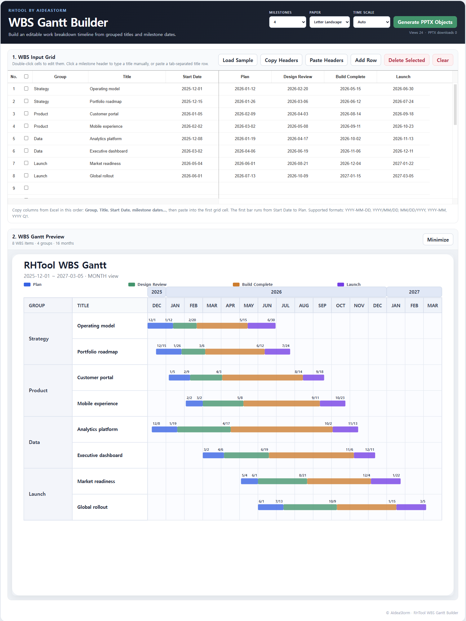 WBS Gantt Builder